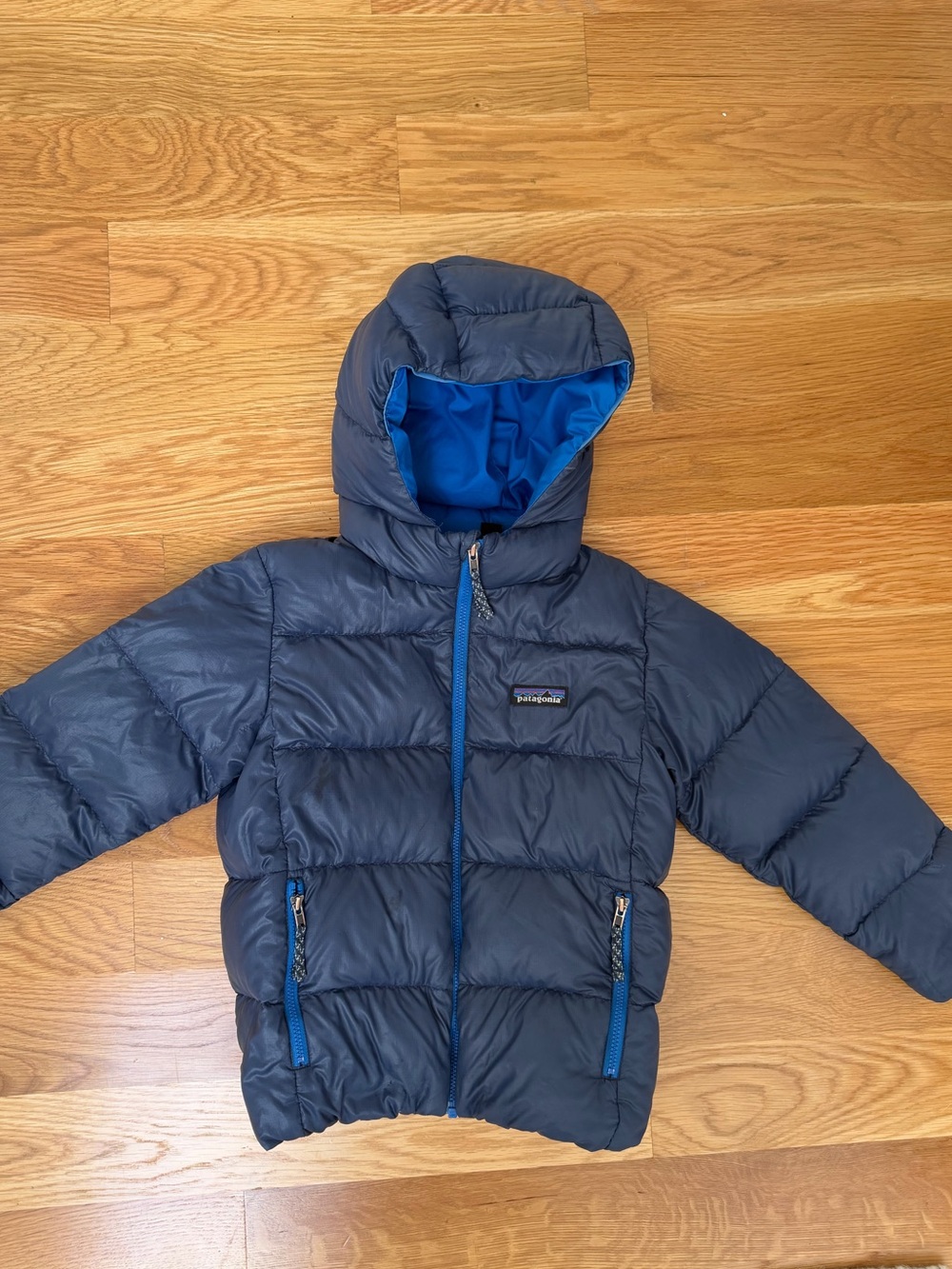 Patagonia Baby Hi-Loft Down Sweater Hoody Gray/Blue Size 5T
